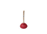 SINK PLUNGER Natural rubber O 14 5 cm - RED - Wooden Handle - not mounted