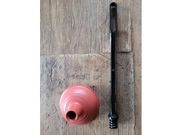 SINK PLUNGER Natural Rubber O 11 cm - RED - WOODEN Handle - not mounted