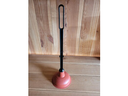 SINK PLUNGER Natural Rubber O 11 cm - RED - WOODEN Handle - mounted