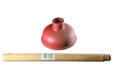 SINK PLUNGER Natural Rubber O 11 cm - RED - WOODEN Handle - not mounted